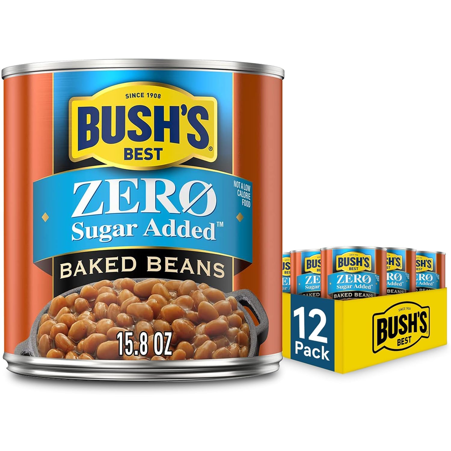 Bush's Best front packaging showing can label and zero sugar benefit