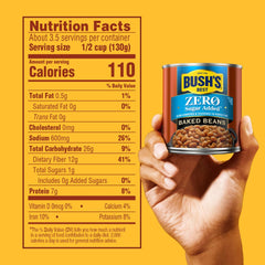 Open can of Bush's Best Zero Sugar Baked Beans ready to serve benefit