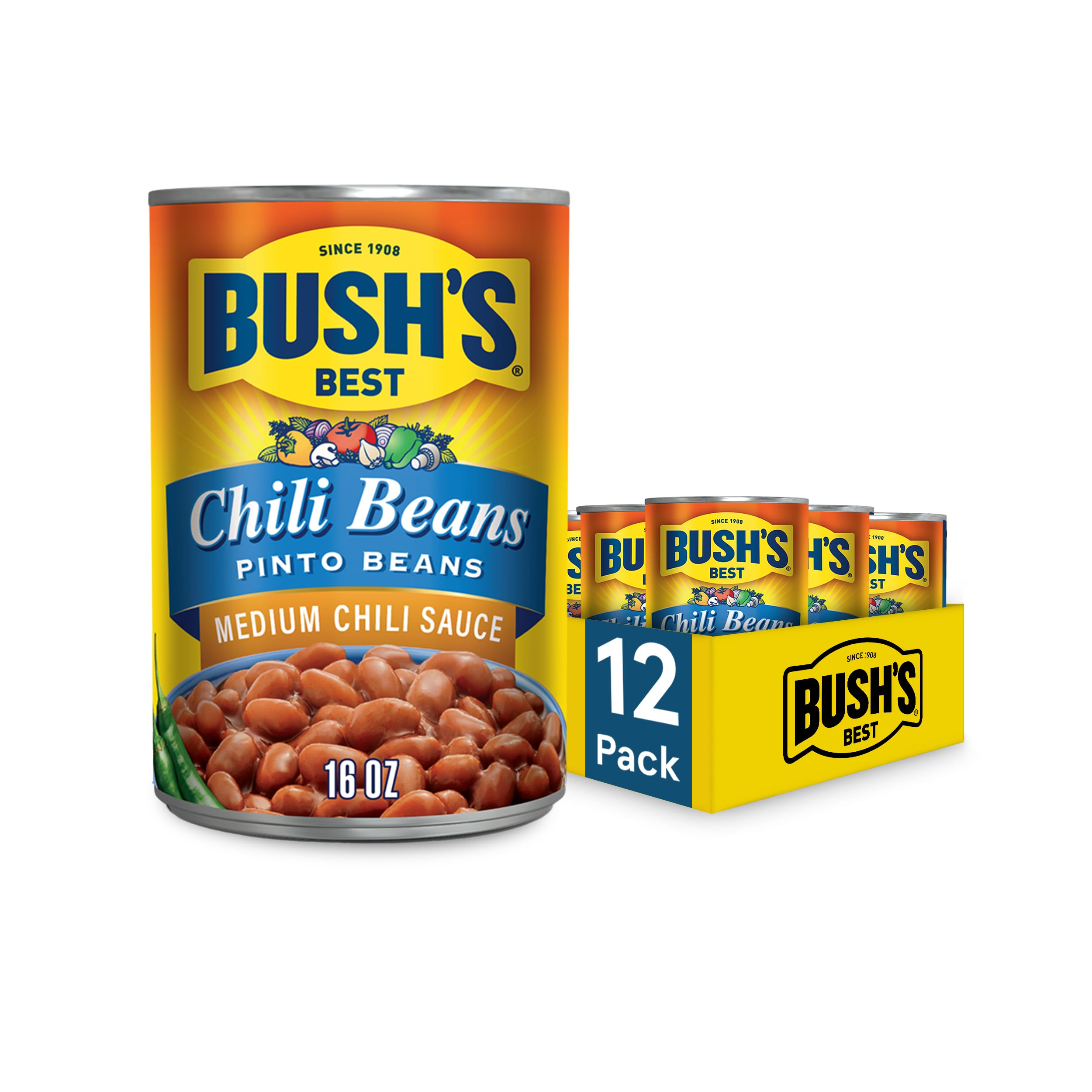 Bush's front can showing product label and ready-to-use chili flavor