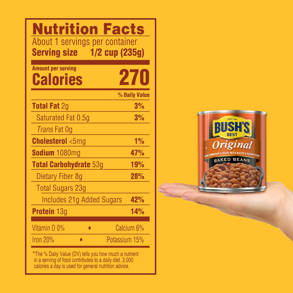 Bush's label closeup highlighting recipe and brand trust