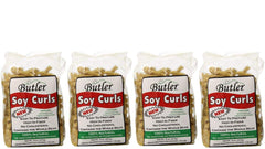 Butler Foods soy curls front packaging showcasing product and quick-cook benefit