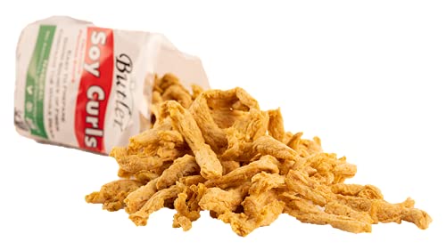 hand holding Butler Soy Curls to show package size and easy portioning