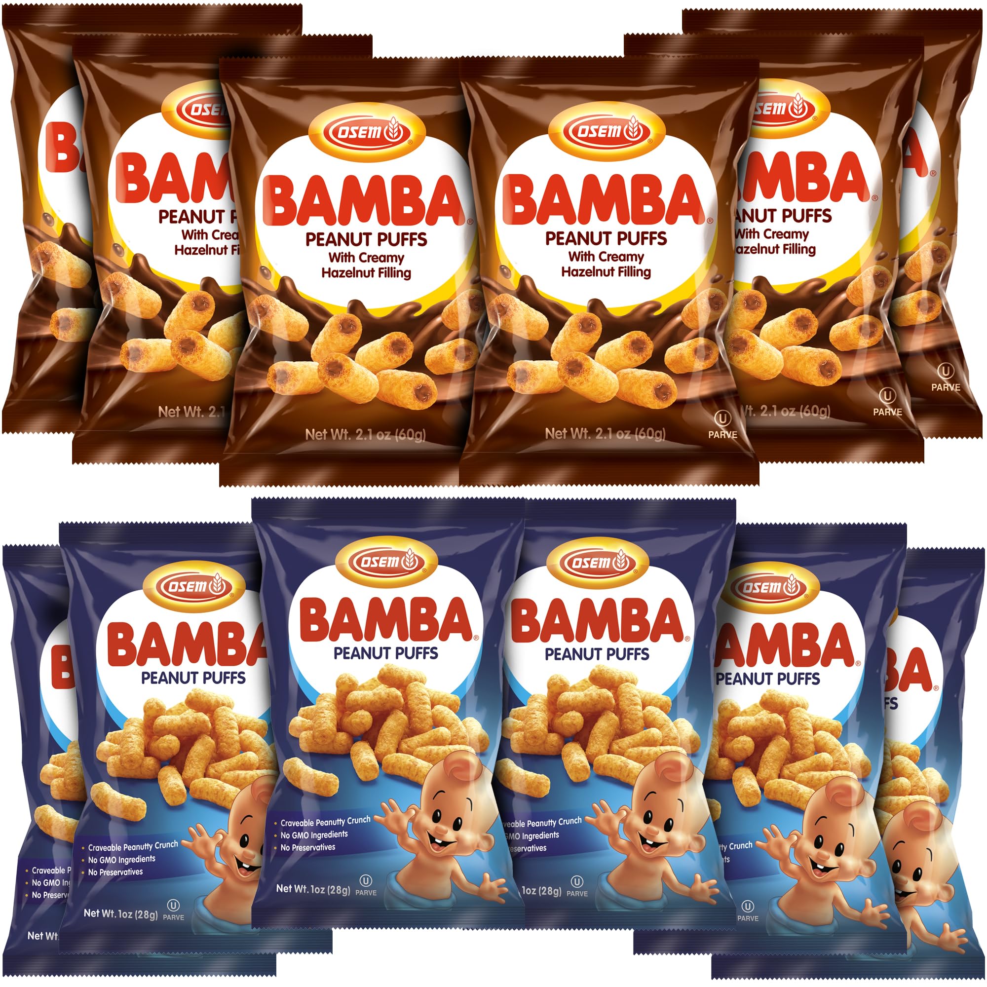BUTO Bamba front packaging showing 12-pack and variety for convenient snacking