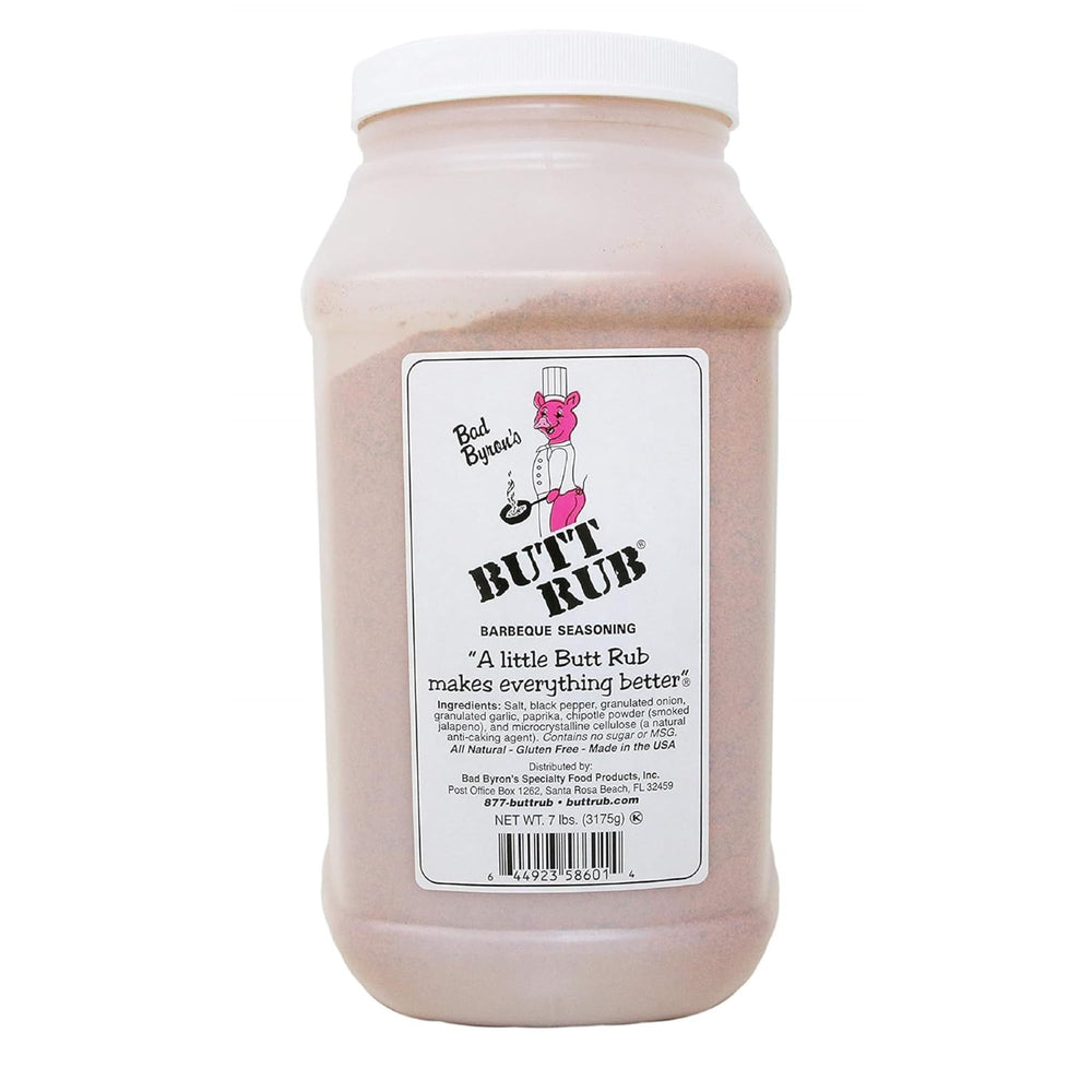 Butt Rub front sack showing 7 lb packaging and brand identity for bulk use