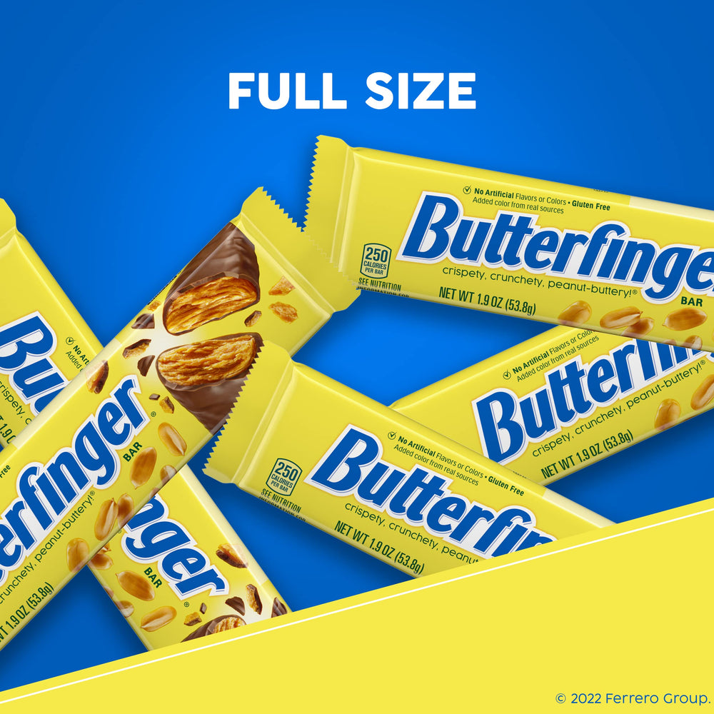 Cross-section of Butterfinger center showing crispety layers — delivers crunchy peanut flavor