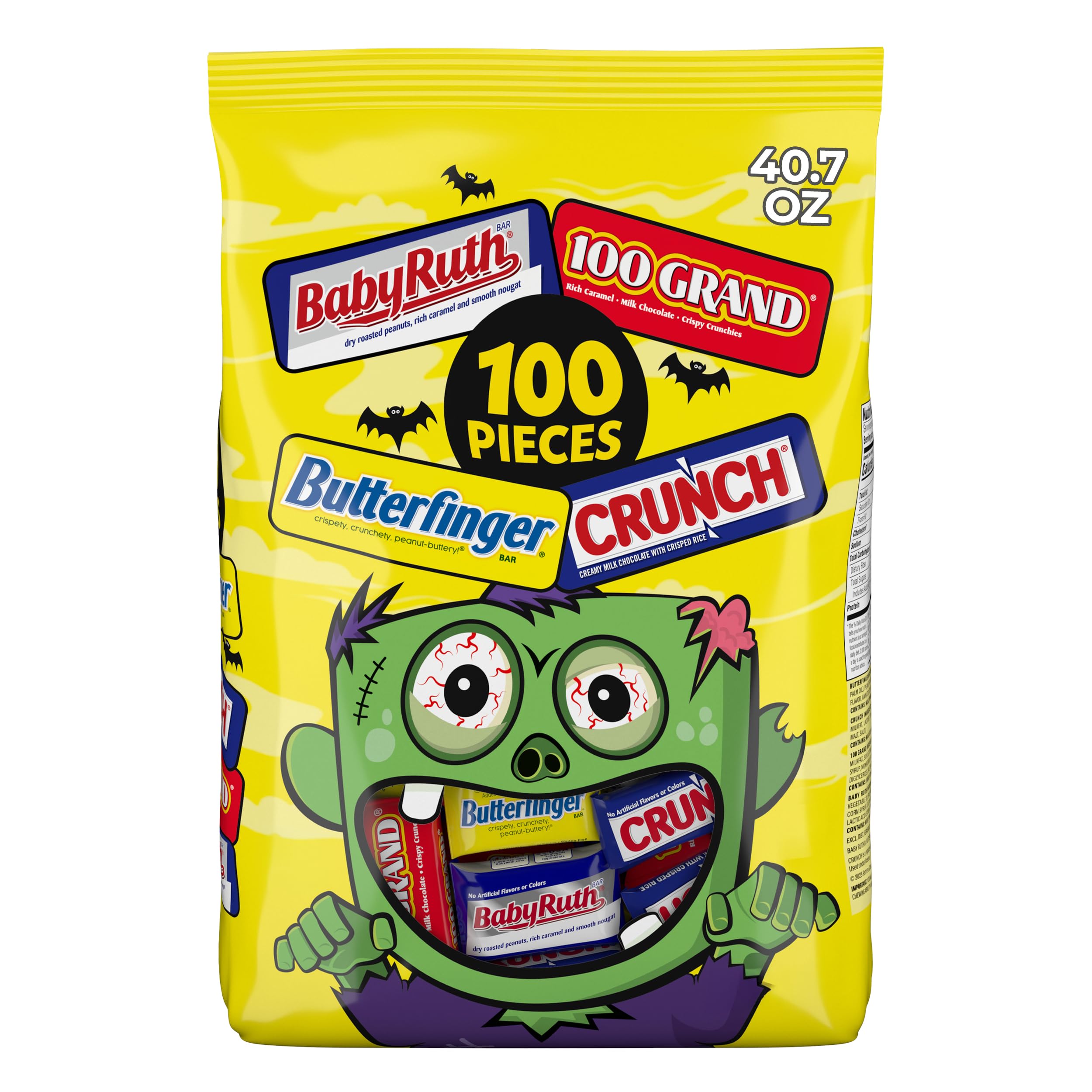 Butterfinger variety front packaging showcasing all included brands and portion size benefit