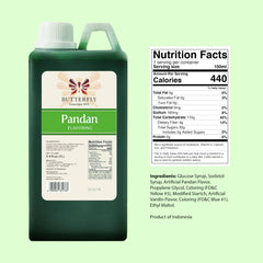 Butterfly pandan extract label close-up highlighting brand and concentration benefits