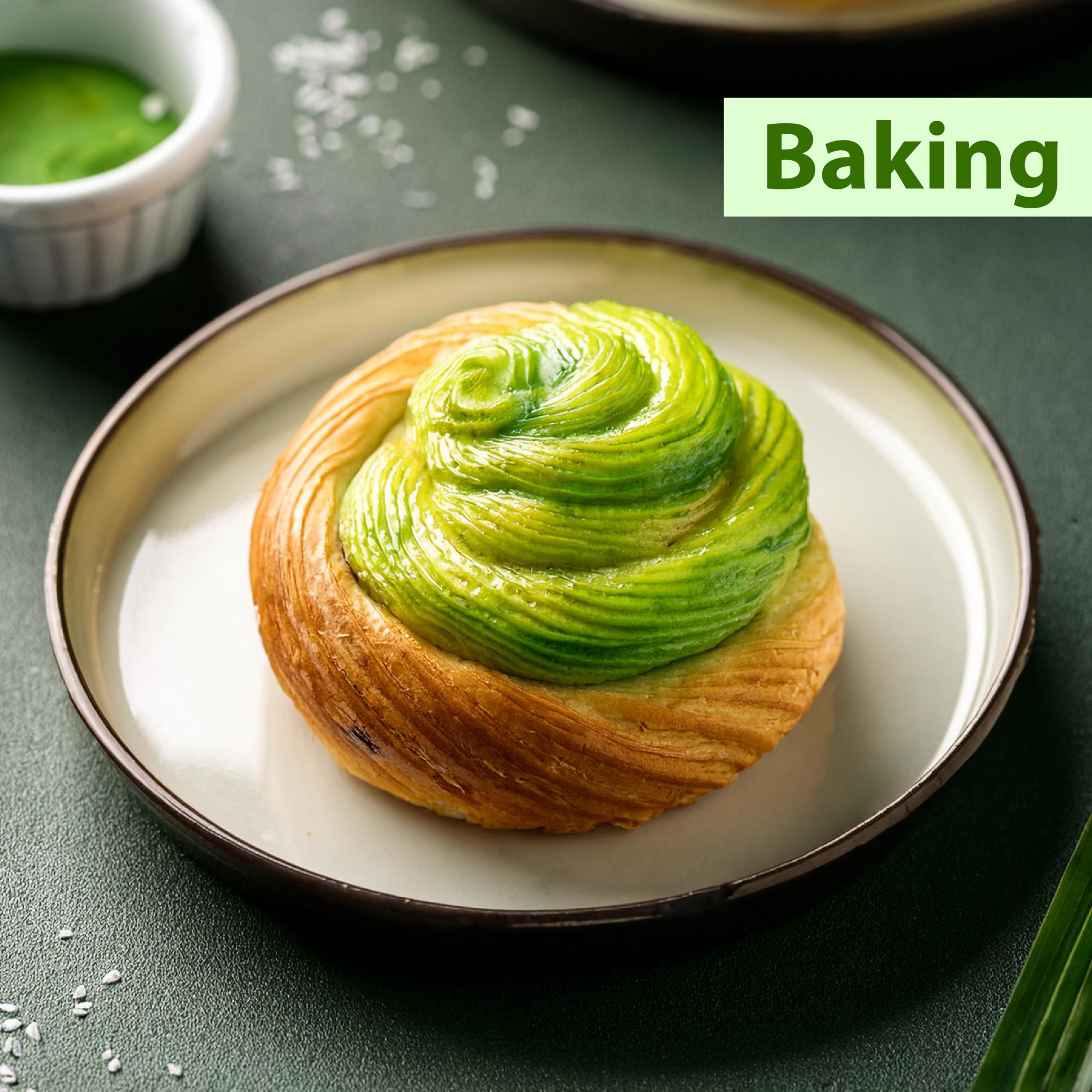 Butterfly pandan extract used on pandan waffle plate for consistent bakery results