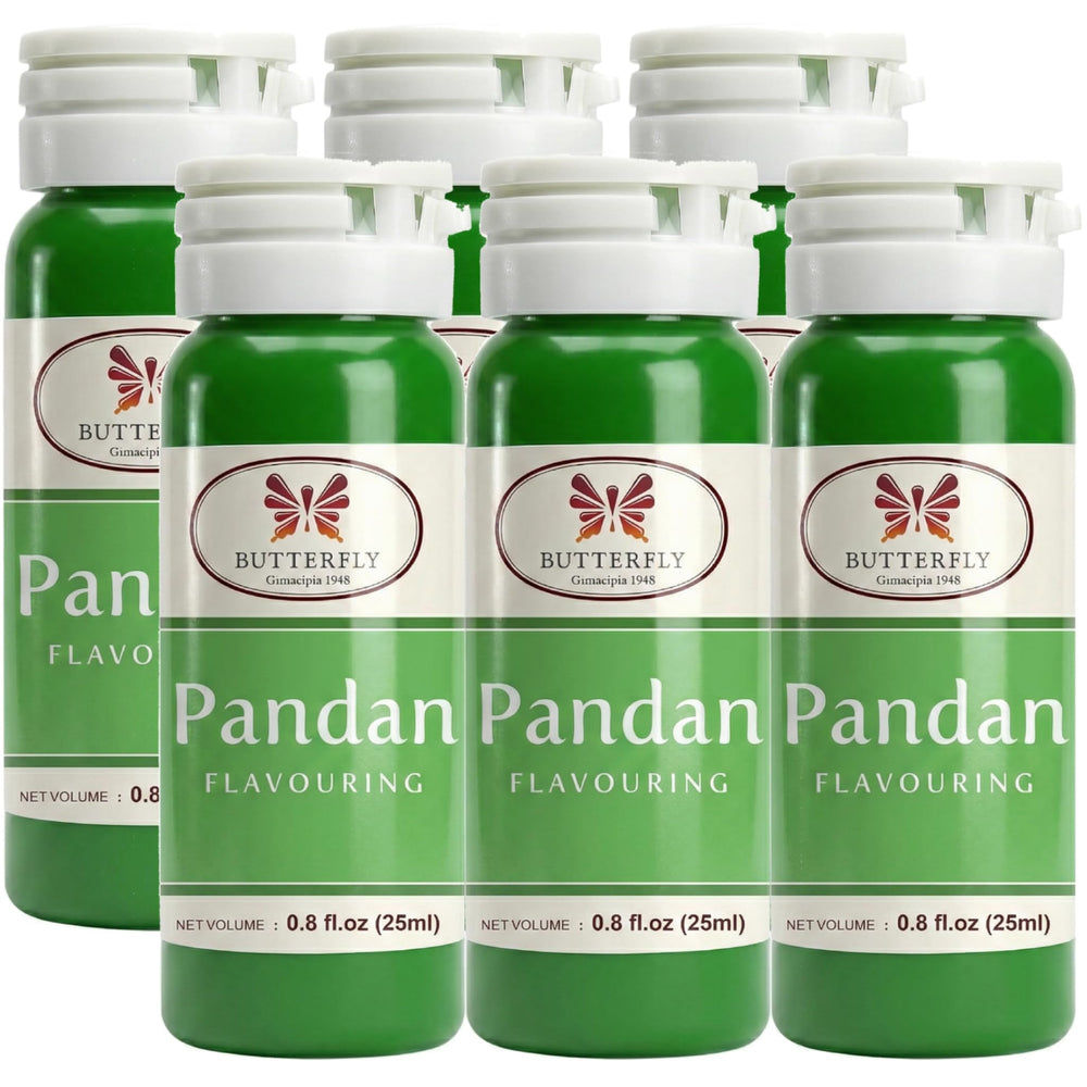 Butterfly Pandan front packaging showing six bottles and brand
