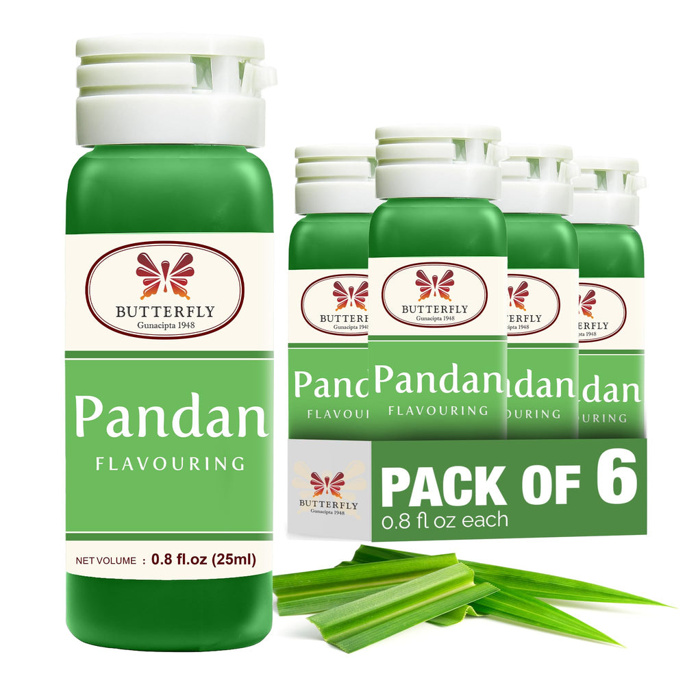Butterfly pandan bottle in café setting showing beverage flavoring use