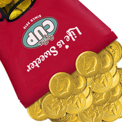 By The Cup front packaging of gold coins showing bulk quantity and brand