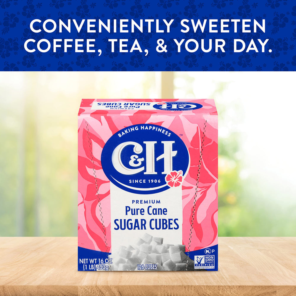 Close up of C&H sugar cube texture highlighting fine granulated pure cane sugar