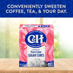Close up of C&H sugar cube texture highlighting fine granulated pure cane sugar