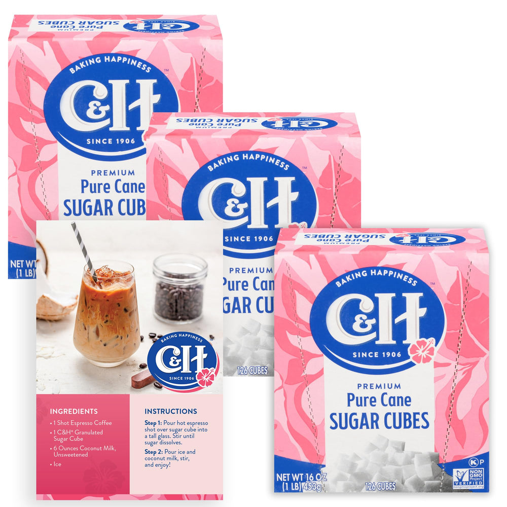 C&H front packaging showing three 1 lb boxes for convenient storage and portioning