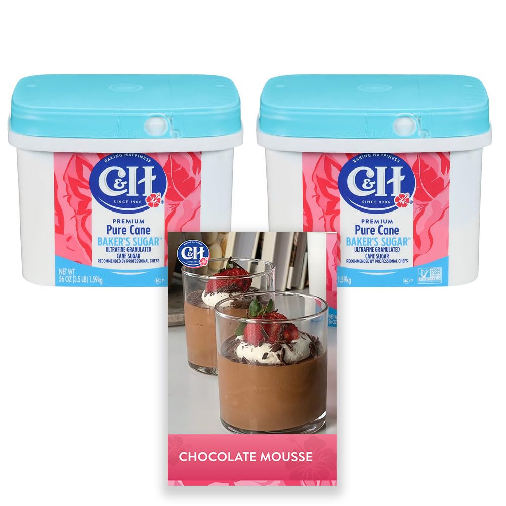 C&H front view of two 3.5 lb tubs showing packaging and easy‑scoop lid benefit