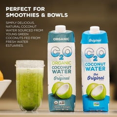 Close-up of C2O carton texture and cap highlighting freshness