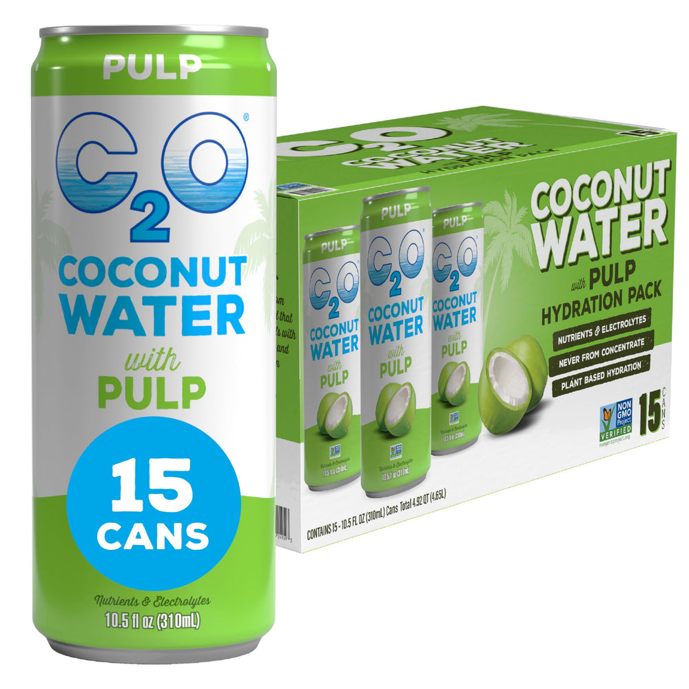 C2O front packaging showing 15-can pack and original flavor benefits