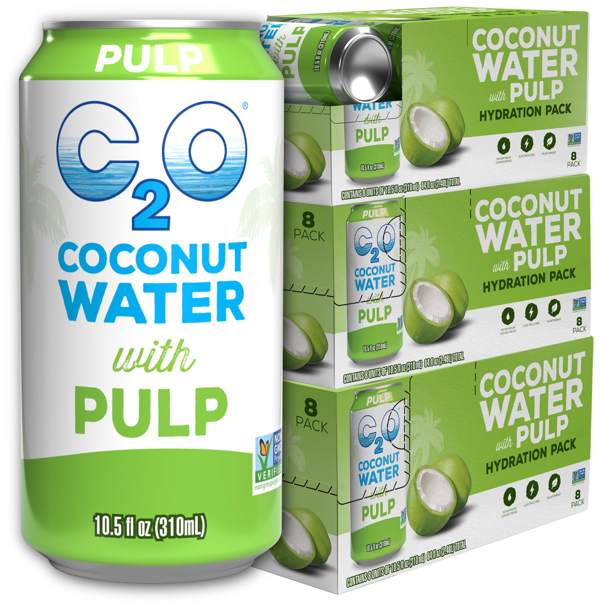 C2O front packaging of cans showing brand and hydration benefits