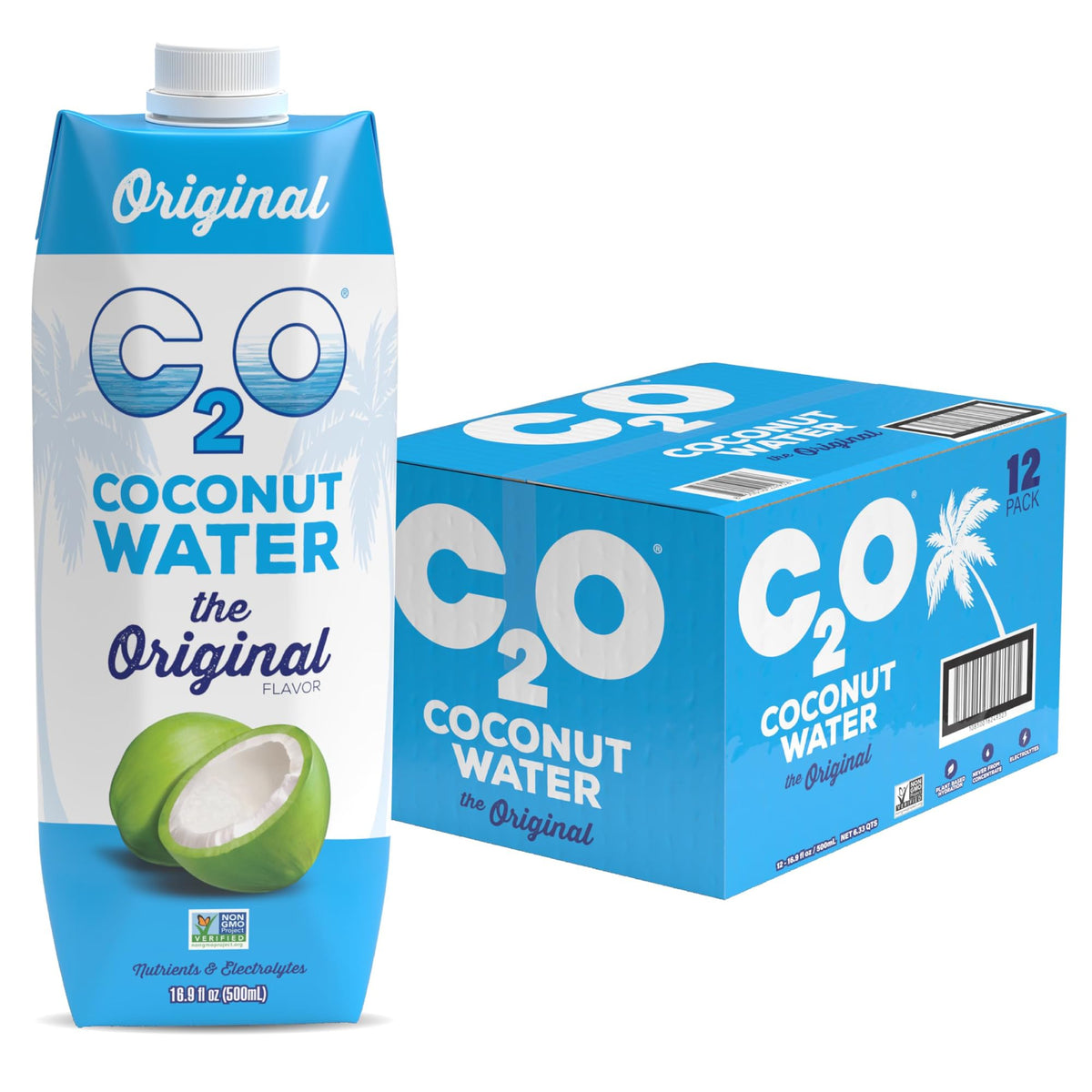 C2O front packaging showing original flavor and 12-pack convenience