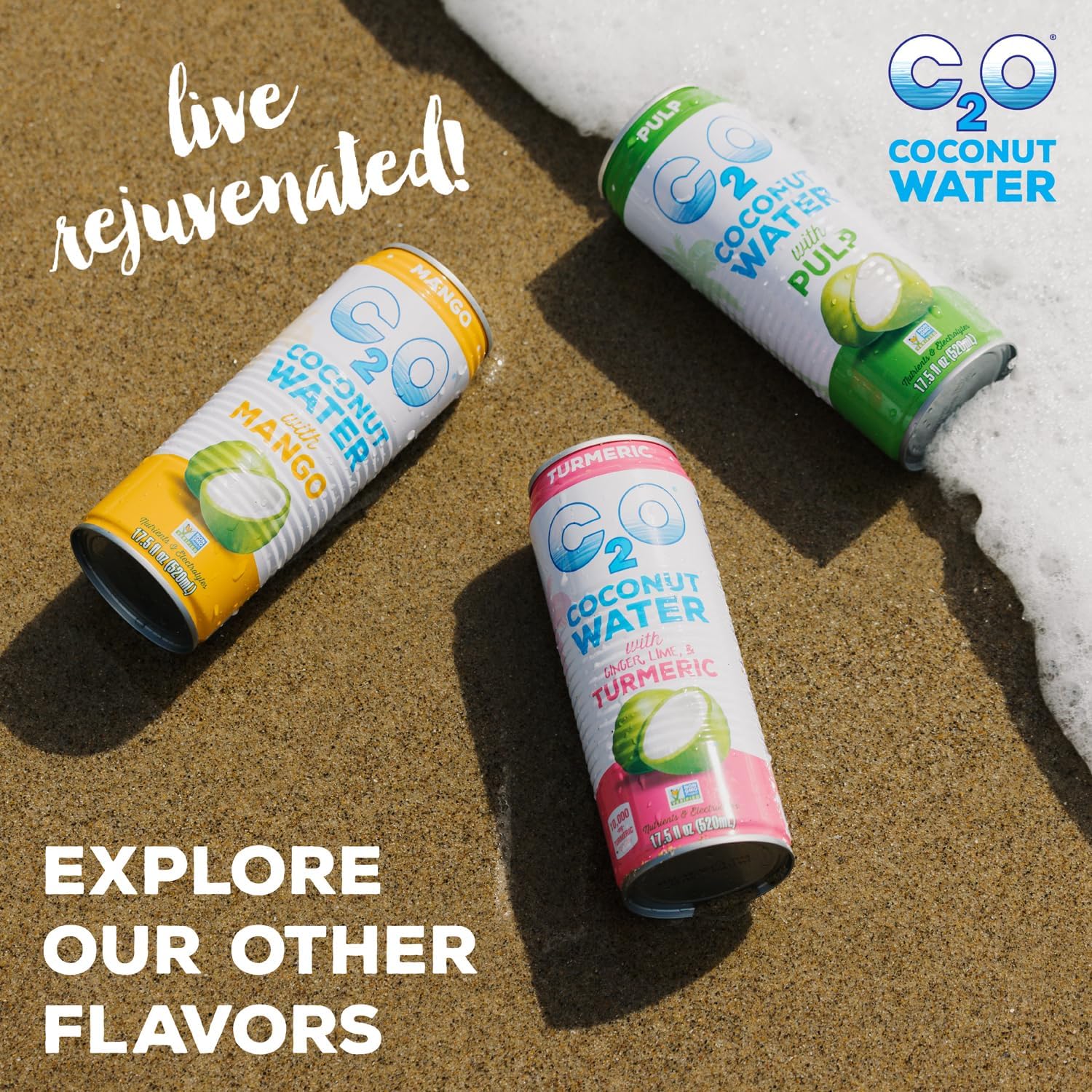 C2O can outdoors on a picnic showing natural hydration on-the-go