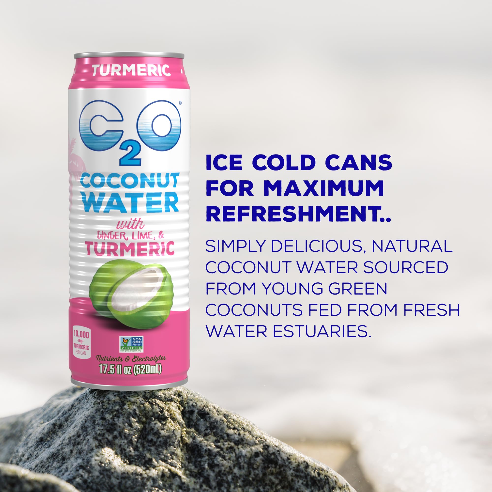 C2O single can front label displaying flavor and natural hydration benefits