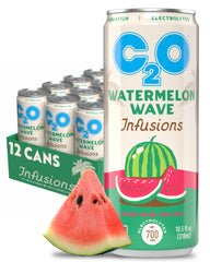 C2O front packaging showing Watermelon Wave 12-pack and clear branding for quick identification