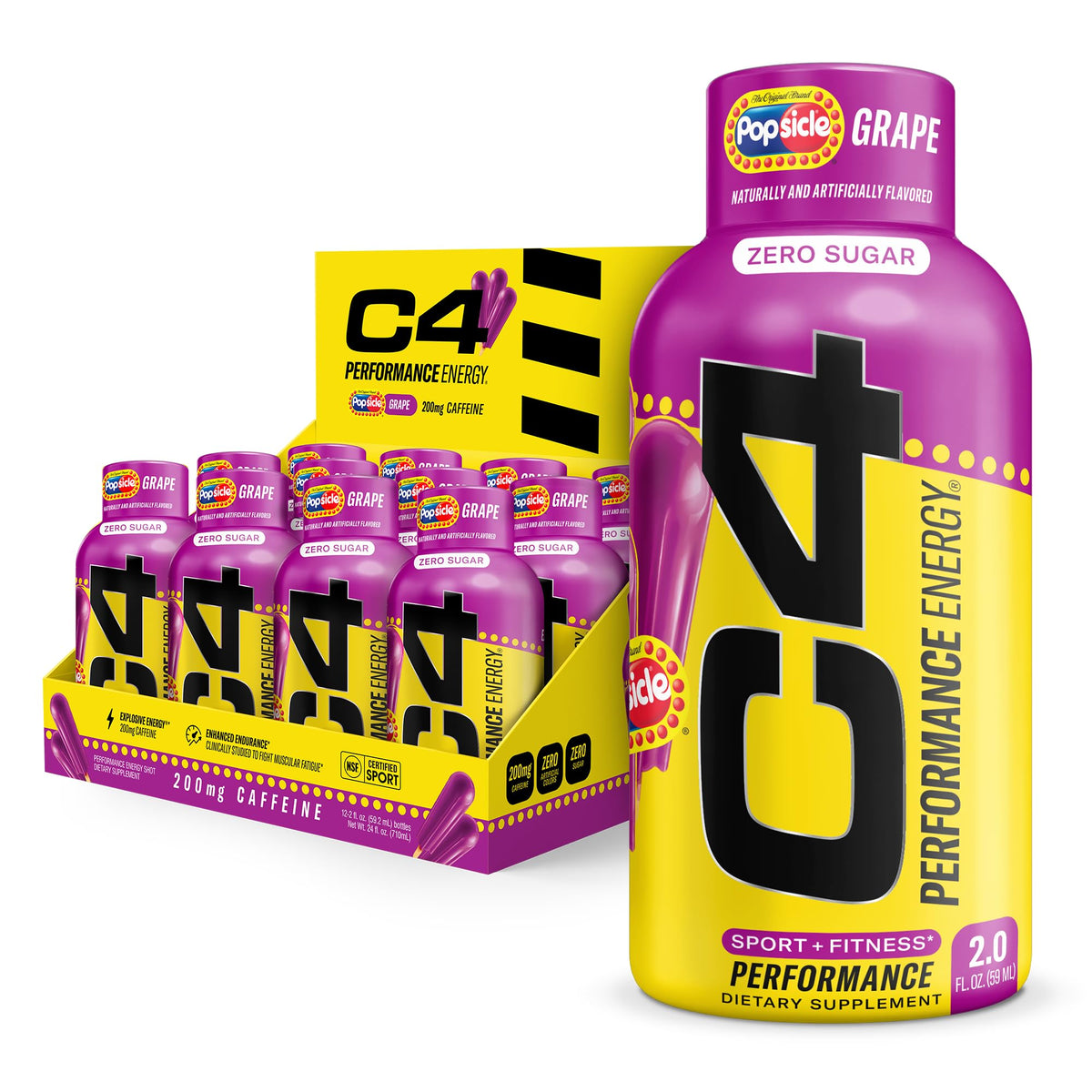 C4 grape popsicle front packaging showing 12-pack and flavor benefits