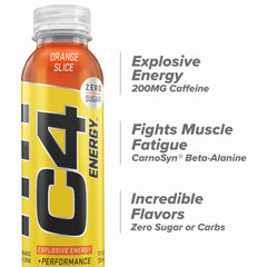 C4 open can poured into glass showing vibrant color and easy-drink benefit