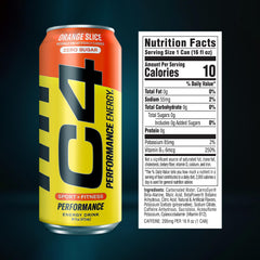 C4 performance can close-up label highlighting caffeine and ingredient benefits
