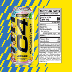 C4 Performance can side label highlighting 200mg caffeine and ingredients benefit