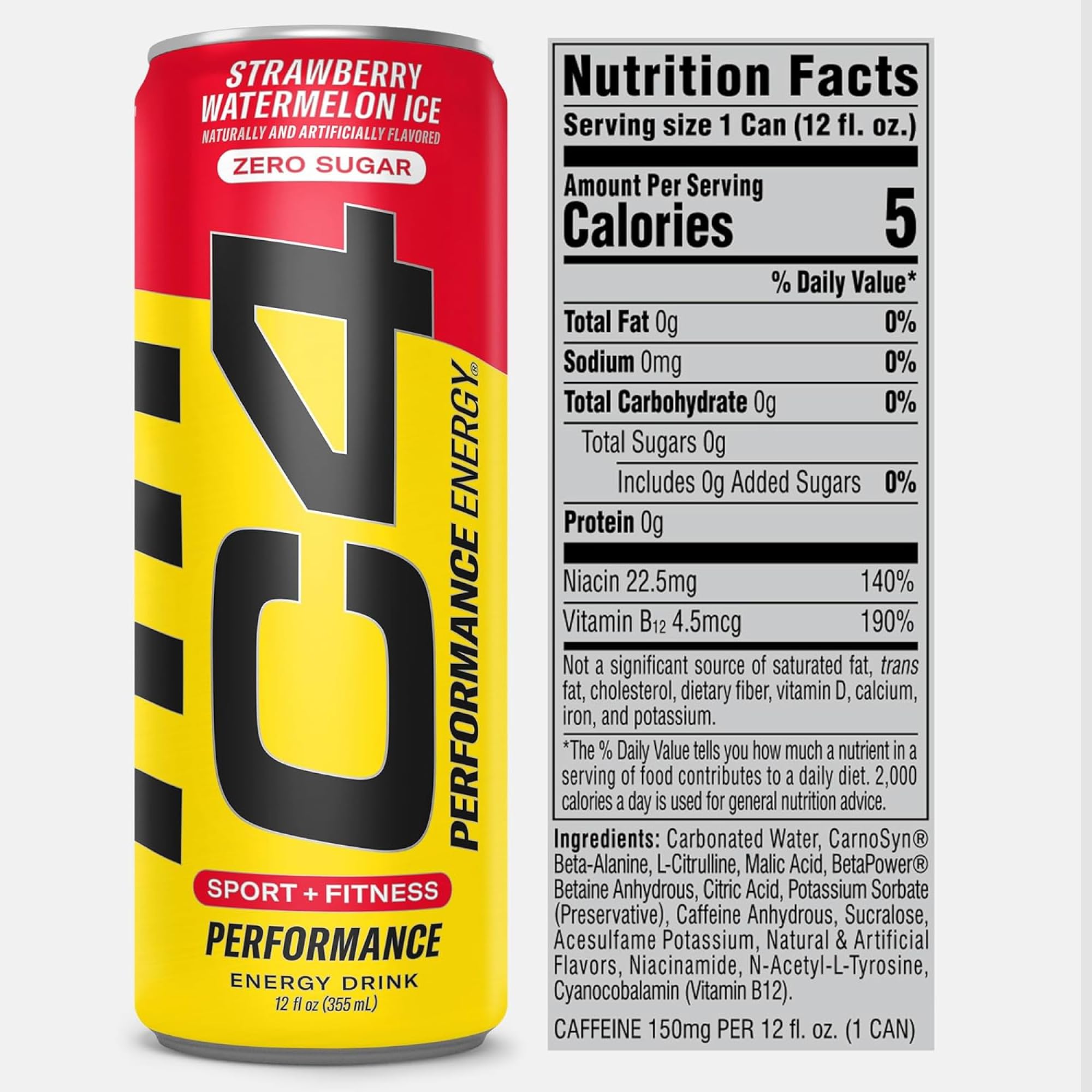 C4 can nutrition and NSF certification label emphasizing sport testing
