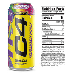 C4 Performance close-up of can label highlighting 200mg caffeine and ingredients