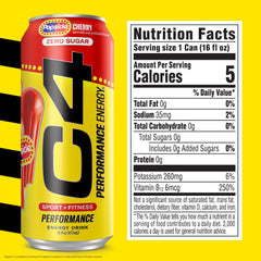 C4 Performance close-up label highlighting caffeine and ingredients benefit