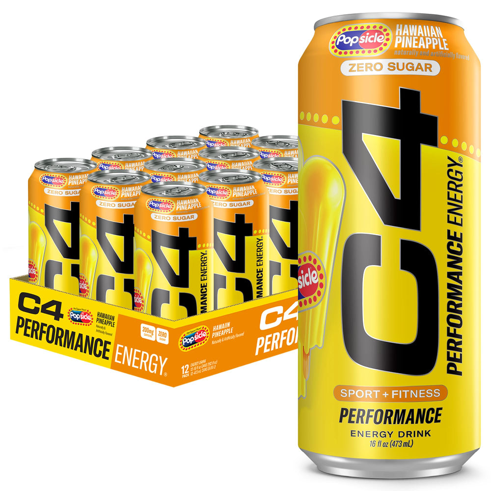 C4 front can showing branding and zero sugar benefit