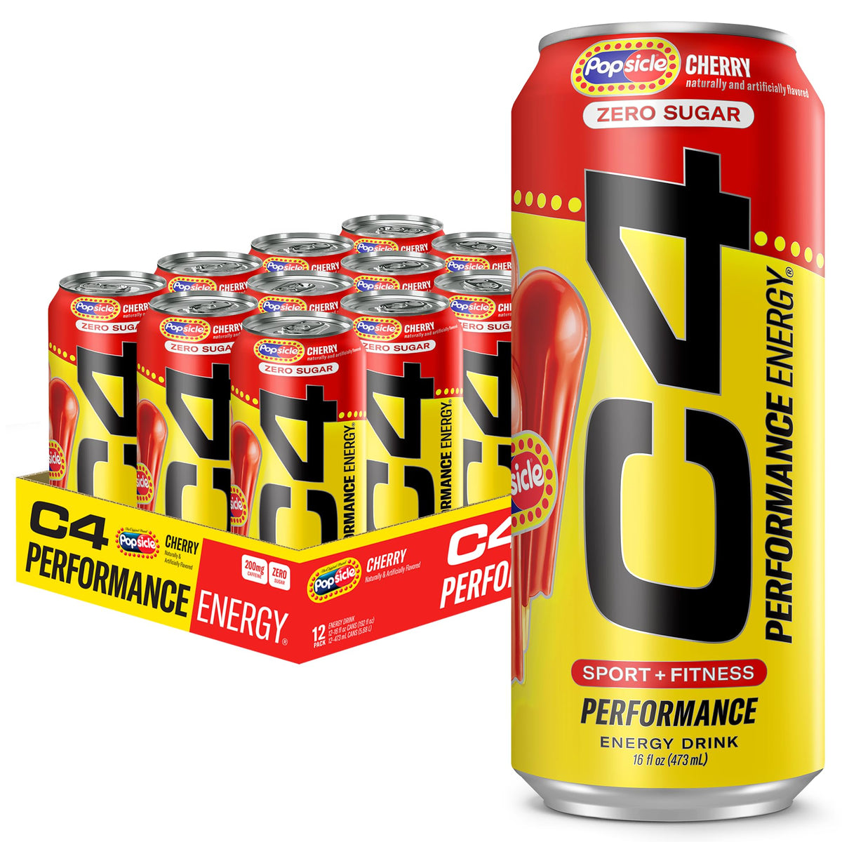C4 Performance front can showing branding and zero sugar benefit