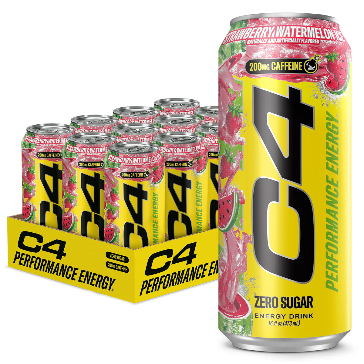C4 can front packaging showing label and flavor for quick recognition and boost