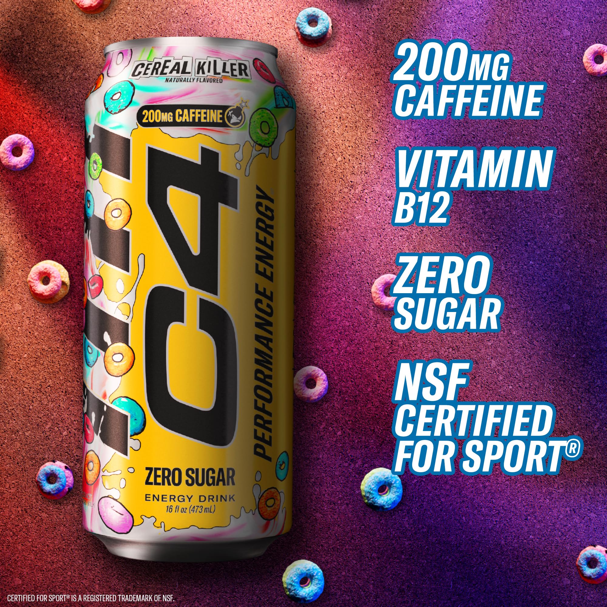 C4 Performance can in hand for scale showing convenient single-serve portability benefit
