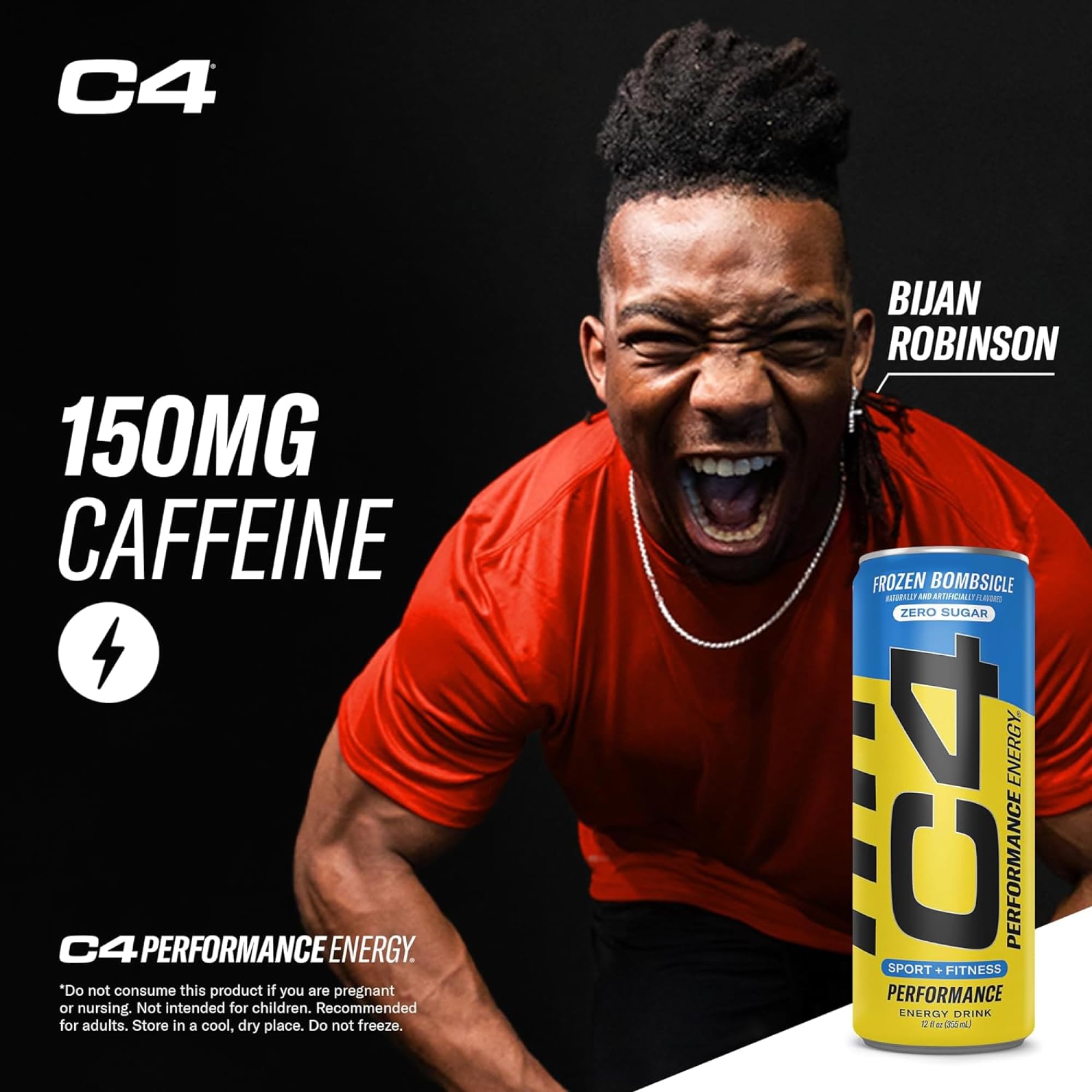 C4 energy pouring into glass showing clear, fizzy beverage for quick refreshment