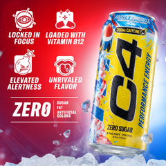 C4 Performance pouring close-up highlighting refreshing carbonation and taste