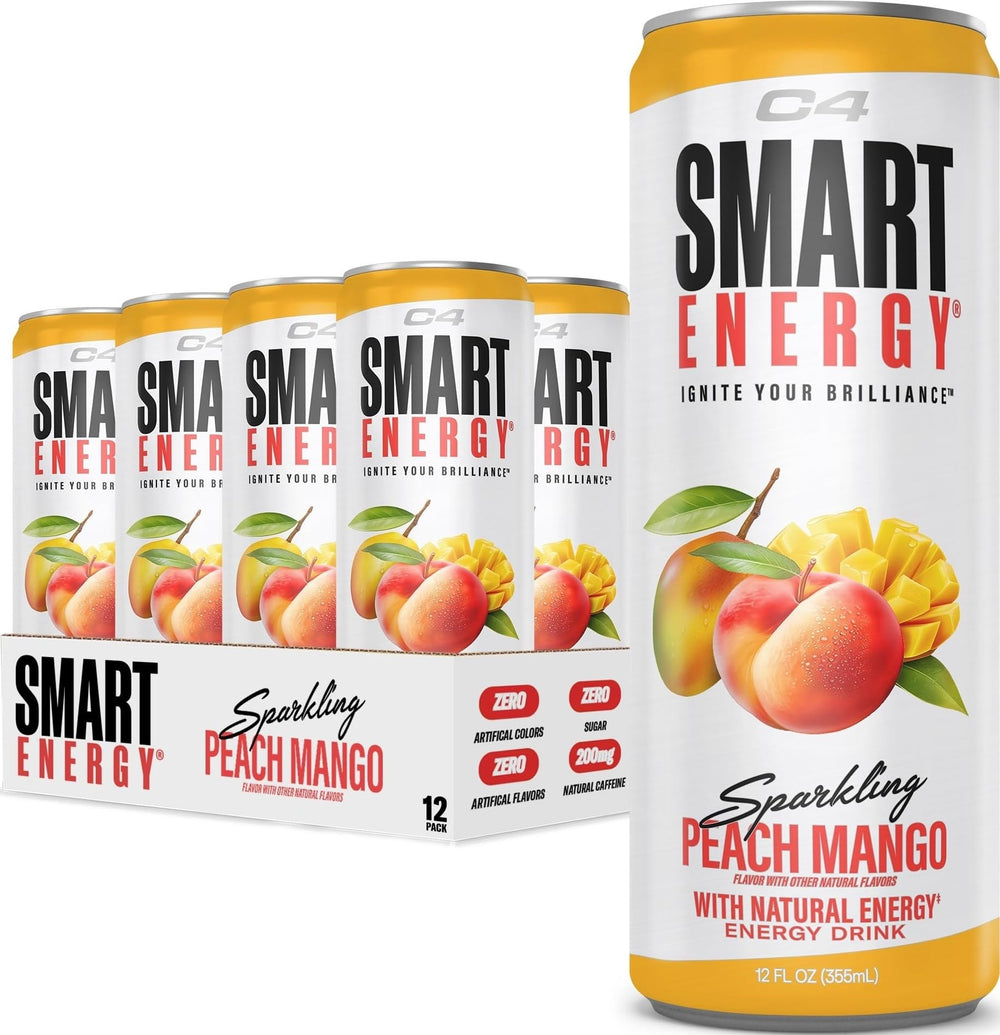 C4 Smart Energy front packaging showing 12-pack and benefits for quick energy
