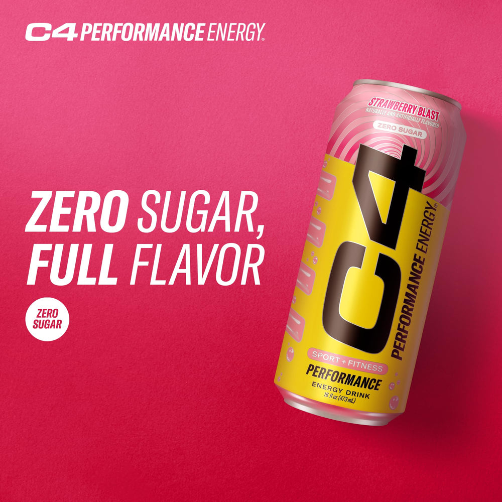 Twelve-pack of C4 strawberry blast cans illustrating supply for training