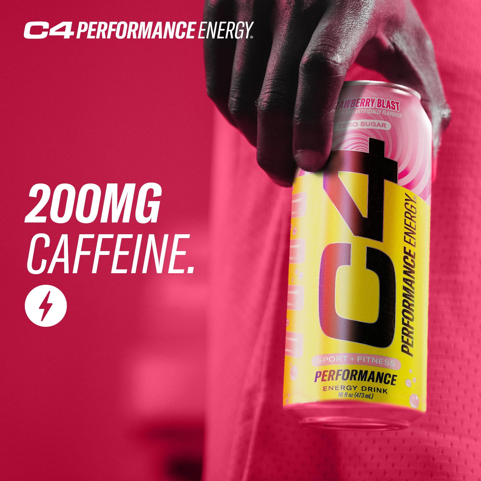 C4 can with tab open emphasizing ready-to-drink convenience and potency