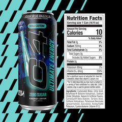 C4 Ultimate close-up of can texture and label, highlights bold branding