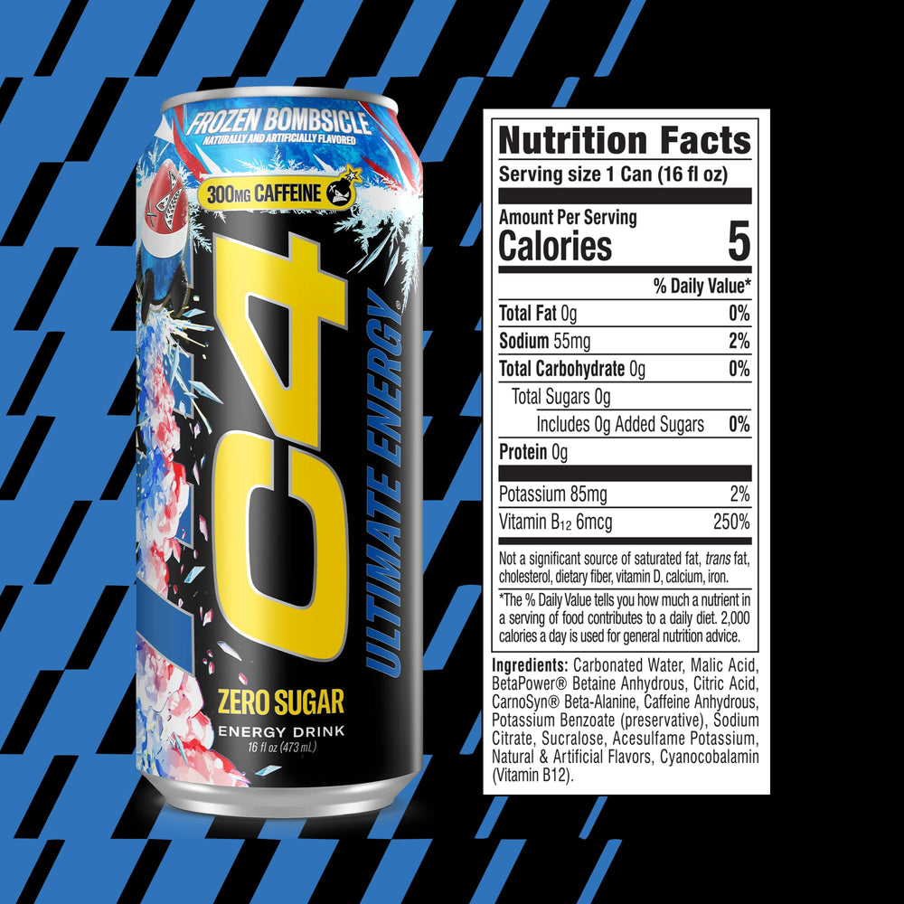 C4 can angle highlighting redesigned label and caffeine content