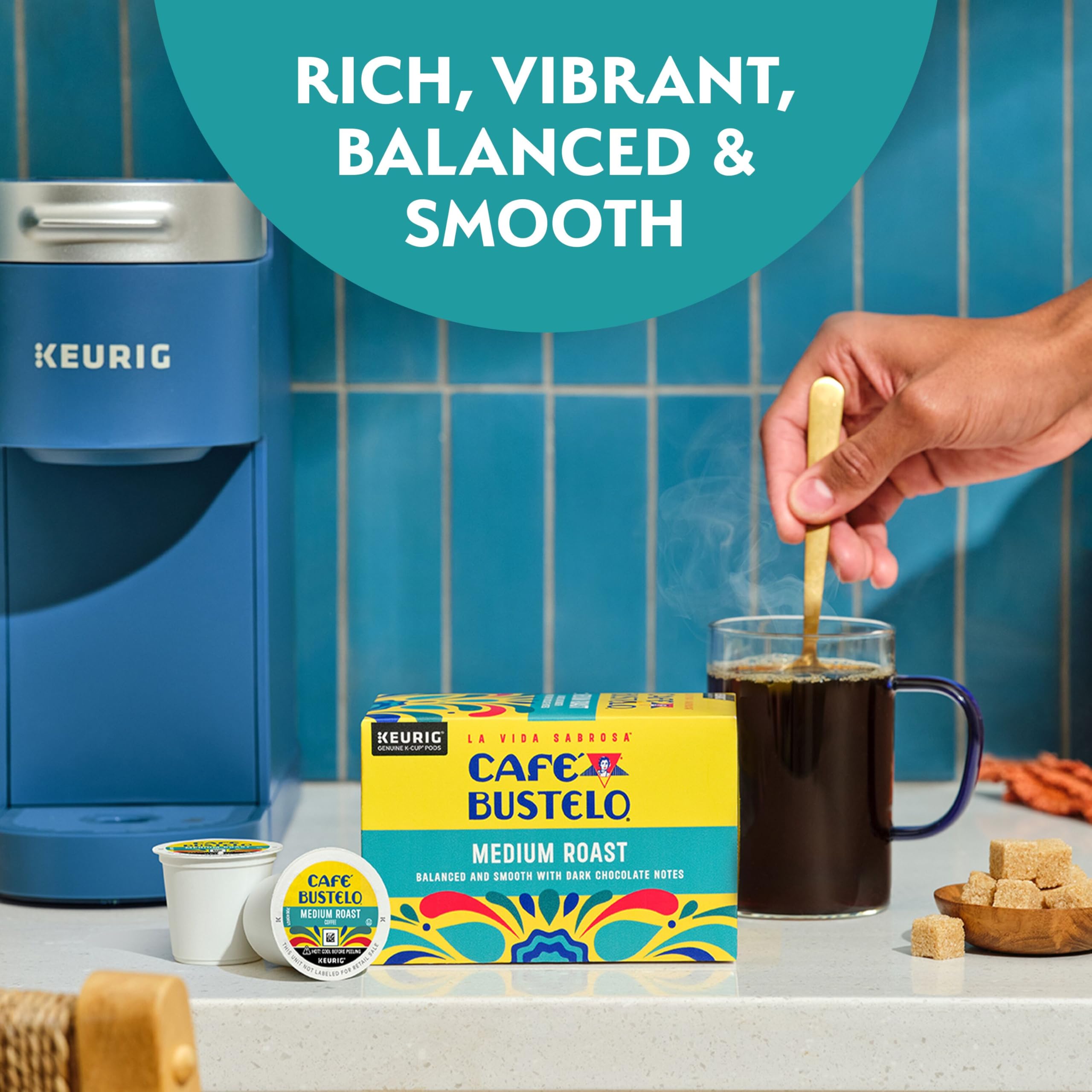 Open box of Café Bustelo pods revealing six boxes of ten for easy restock