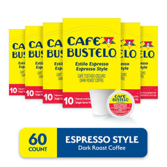Café Bustelo close-up of a single pod showing texture and seal for freshness