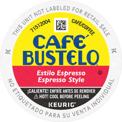 Café Bustelo front packaging showing bold roast and 24 pods for convenience