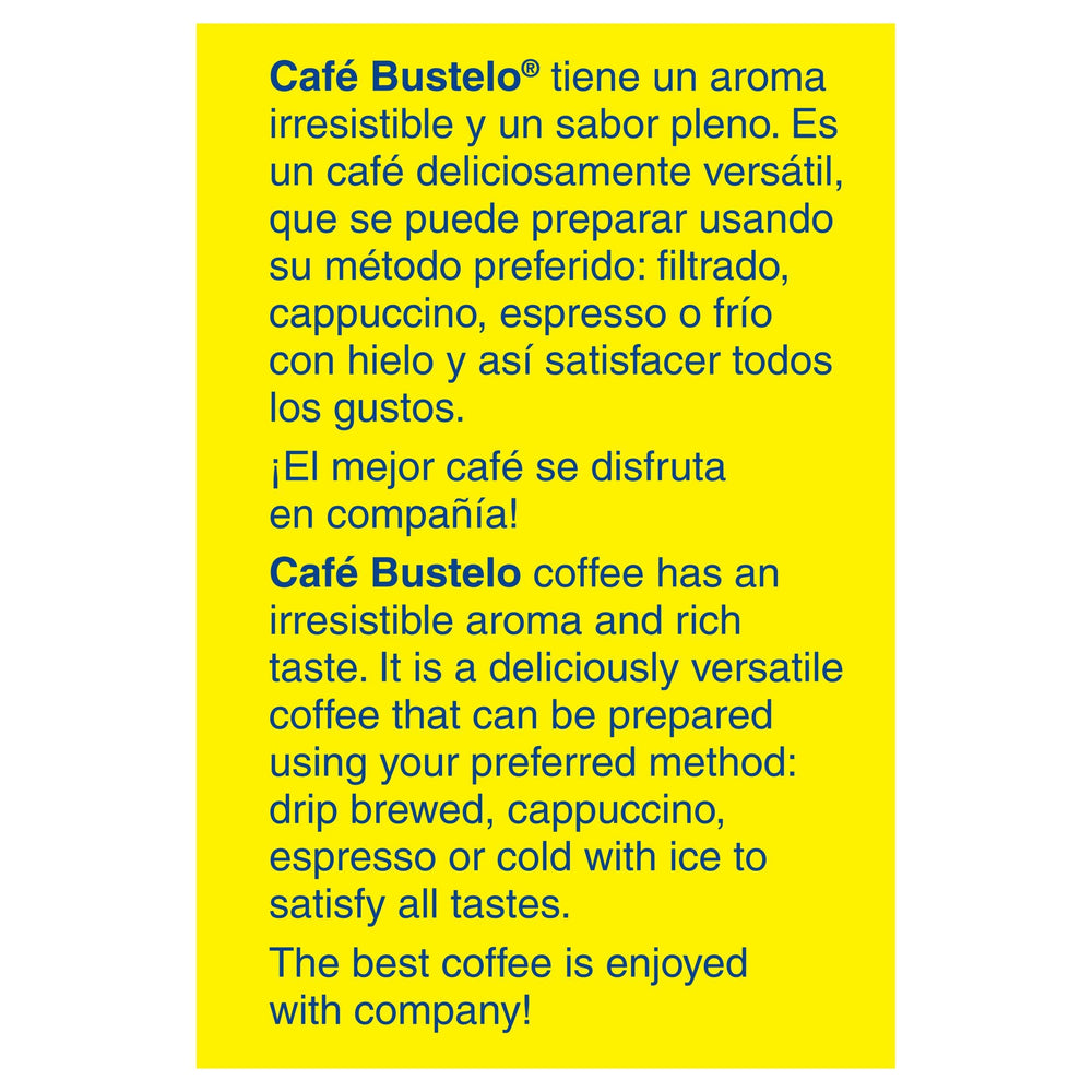Café Bustelo ground coffee close-up texture demonstrating rich roast and aroma