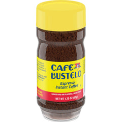 Café Bustelo close-up of instant granules demonstrating fine texture and fast solubility