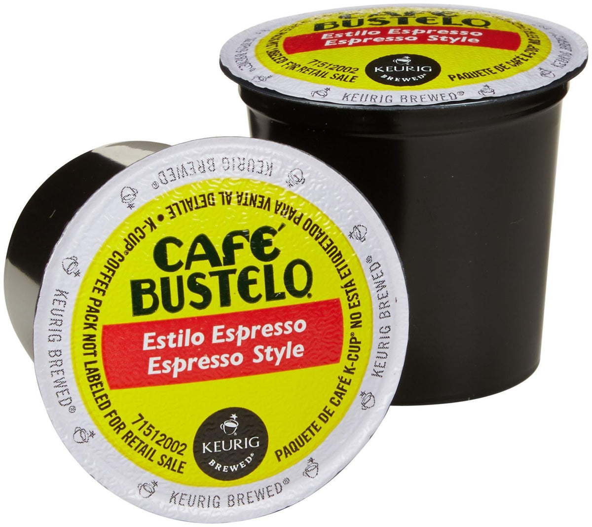 Cafe Bustelo front packaging showing 18-count pods and bold branding for quick brewing